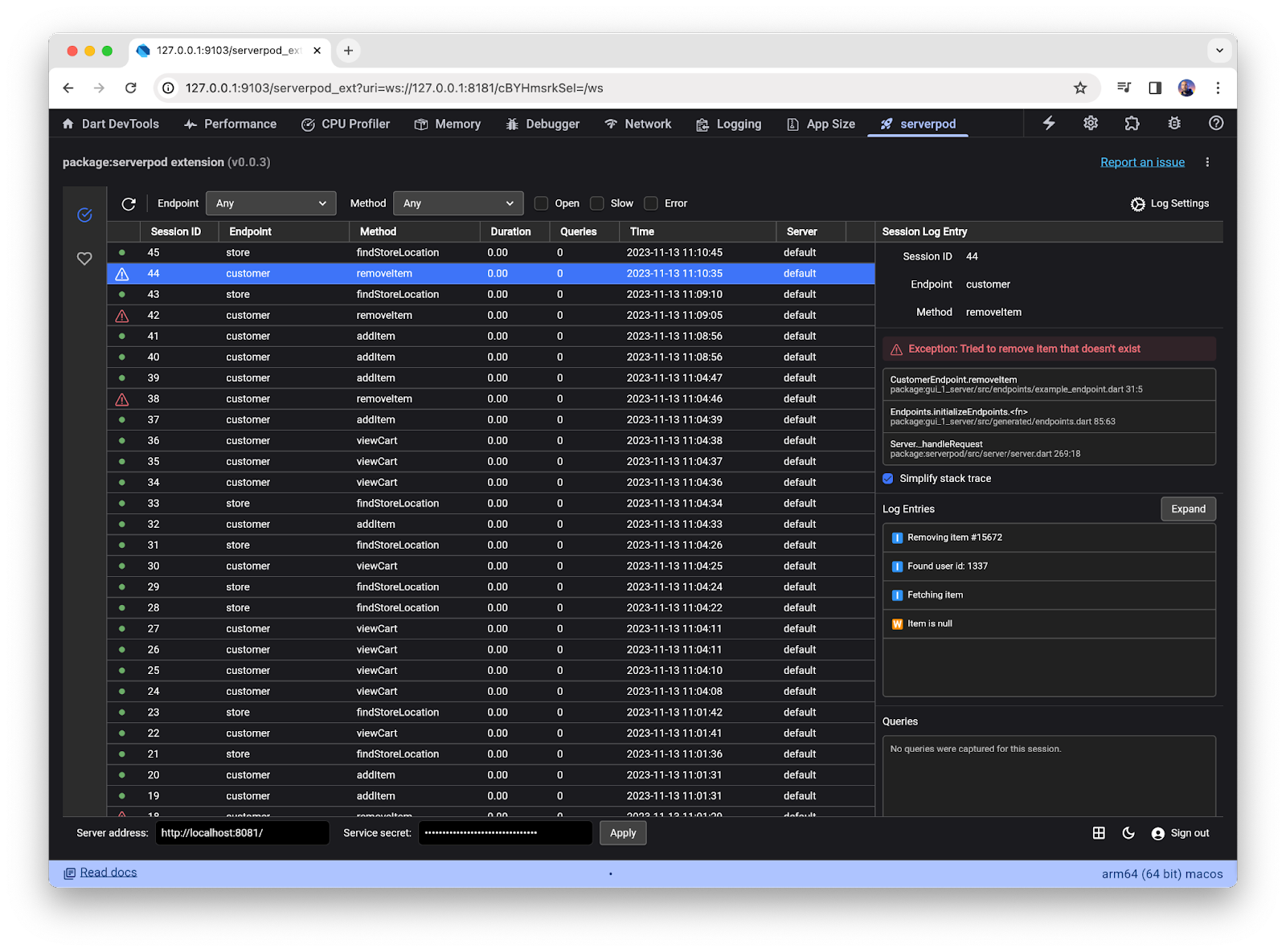 A DevTools extension planned for the upcoming ServerPod 1.2 release.