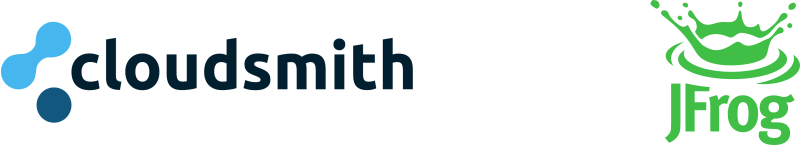 Logos for Cloudsmith and JFrog Artifactory.